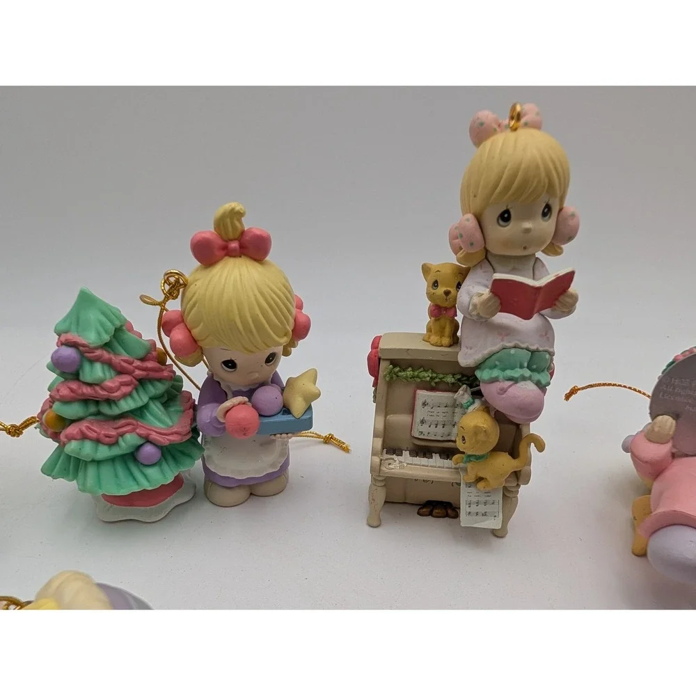 Precious Moments Christmas Ornaments Lot Pastel Holiday Birthday Figurines